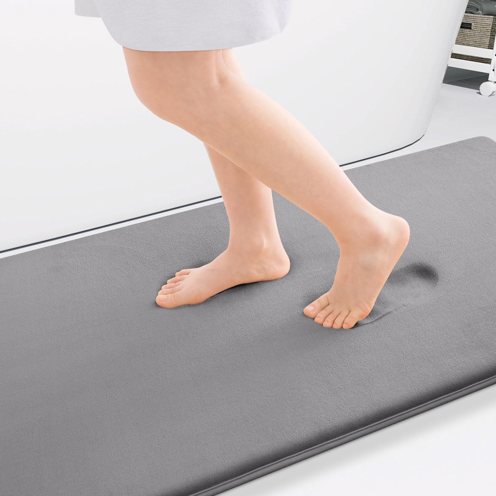 Smiry Memory Foam Bath Mat 40 x 32, Extra Soft Absorbent Bathroom Rugs Non Slip Bath Rug Runner for Shower Bathroom Floors, 