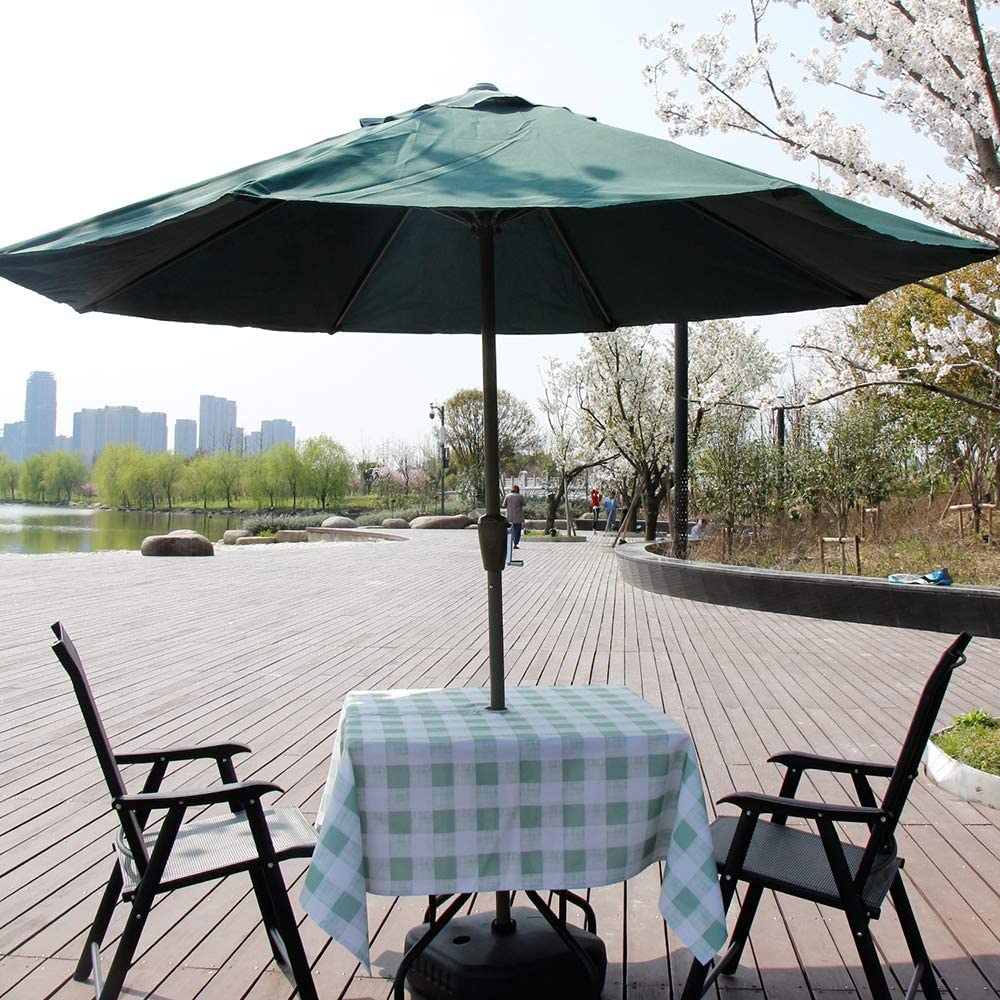 Hipinger Outdoor Tablecloth With Umbrella Hole And Zipper, Patio Table Cloth,Heavyweight Stain Resistant Waterproof,60 Inch Square, Green Checkered