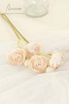 Floroom Ranunculus Artificial Flowers 18 Pcs Champagne Faux Silk Mini Ranunculus Bulk Fake Wedding Filler Flowers For Diy Cream