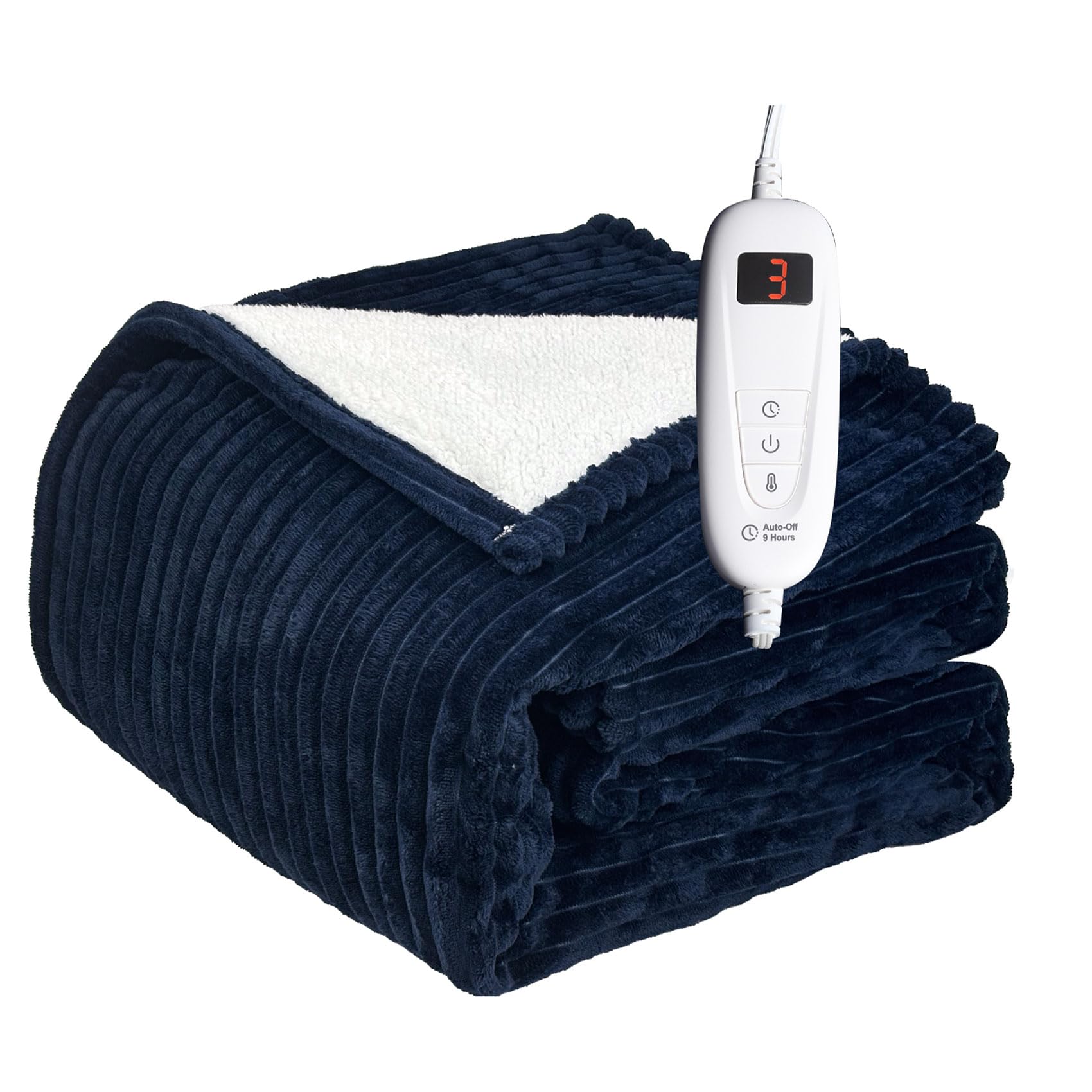 Tefici Heated Blanket Full Size Electric Blanket Throw,Soft Flannel To Sherpa Heating Blanket With 6 Levels Fast Heating, 1-9 Ho