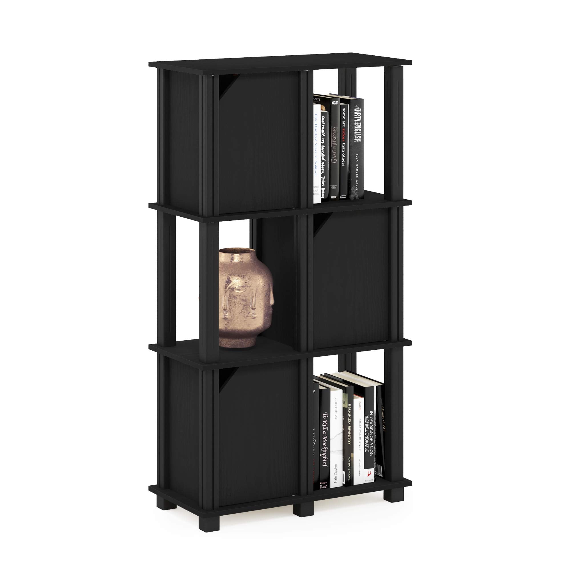 Furinno Brahms Storage Shelf, 4-Tier, Black Oak/Black