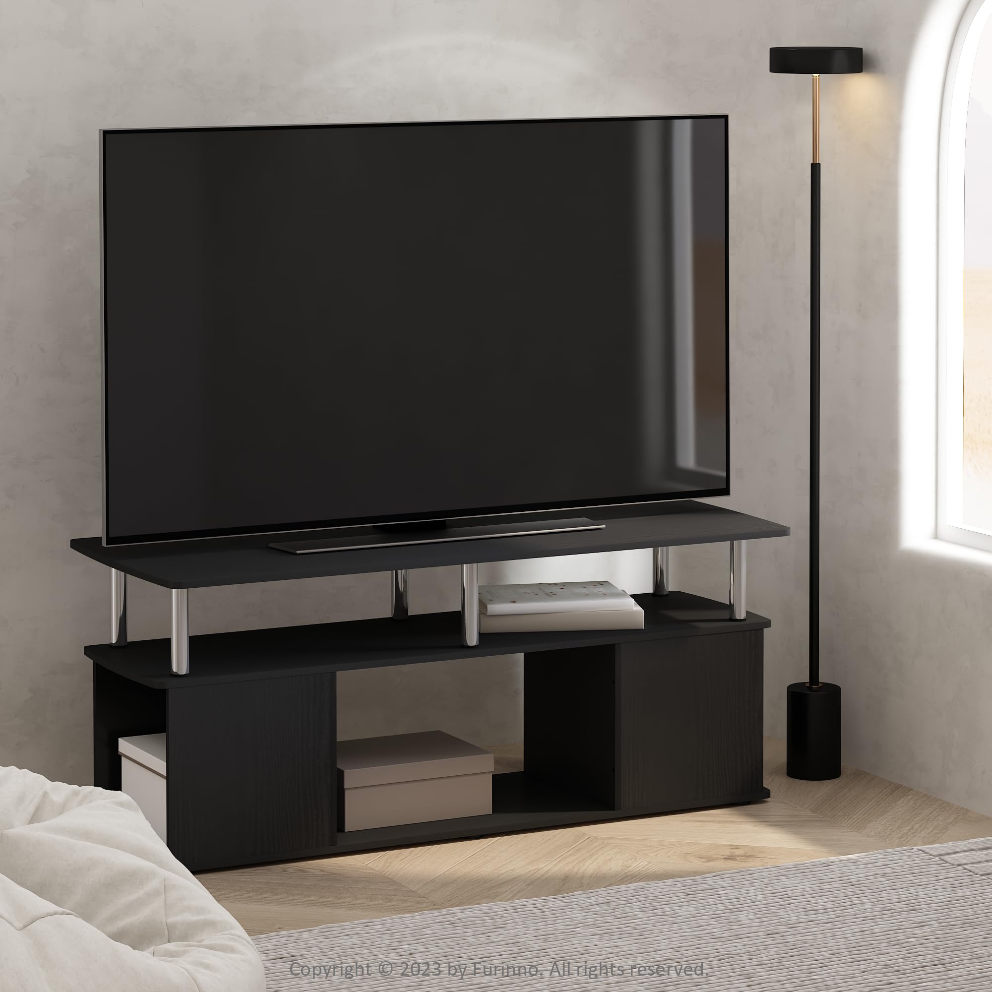 Furinno Utility Design Coffee Table, Americano/Chrome