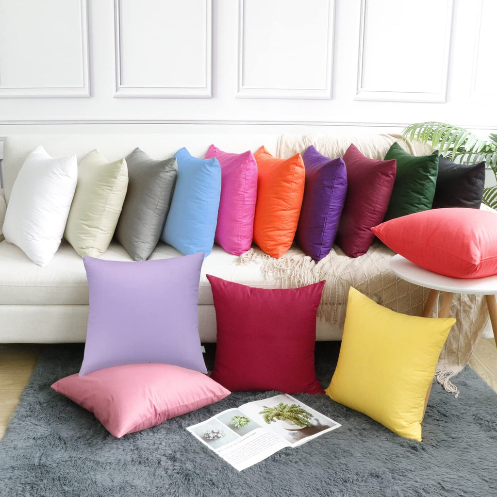 Thmyo 4-Pack 100% Cotton Comfortable Solid Decorative Throw Pillow Case, Square Cushion Cover Pillowcase Sublimation Blank Pillow Covers Diy Throw Pillowcase For Sofa(20X20 Inch/ 50X50Cm,Sky Blue)