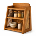 Sainistree Furniture Solid Wood Rattan 3Tier Countertop Storage Shelf, Kitchen Organizer Rack For Vegetables, Fruits, Container