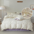 Floral Comforter King Size Fluffy Floral Comforter Set For Girls Women Purple Flower Leaves Bedding Comforter Set 1 Flower Lilac