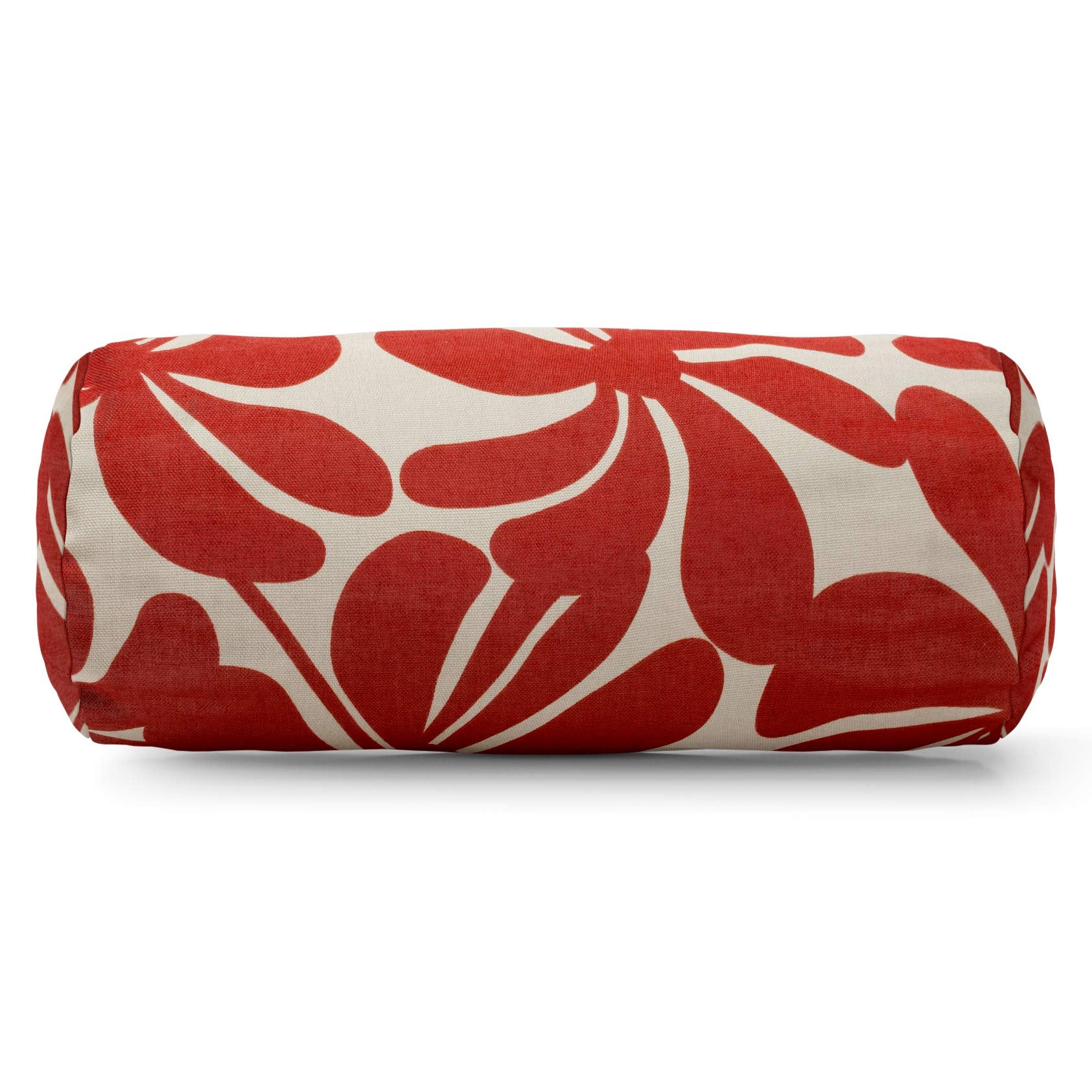 Majestic Home Goods Red Plantation Indoor / Outdoor Round Bolster Pillow 18.5' L X 8' W X 8' H
