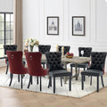 Vicbarley Leather Dining Chair Set Of 8 Upholstered Tufted Dining Room Chair With Nailhead Trim And Rubber Wood Legs For Kitchen