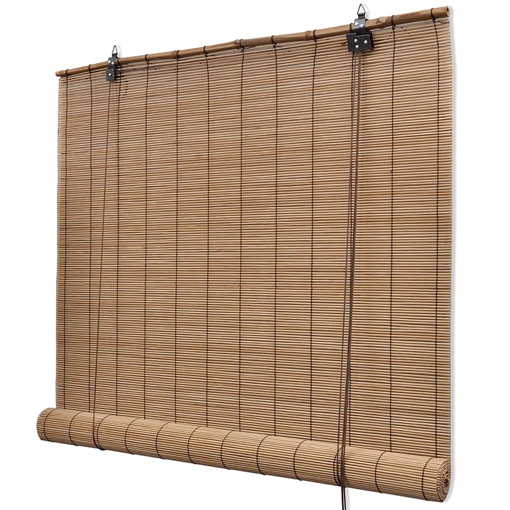 Brown Bamboo Roller Blinds 55.1&quot; x 63&quot;