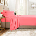 Clara Clark Twin Xl Sheets, 5 Piece Set - Hotel Luxury Sheets For Twin Xl Size Bed, Super Soft Bedding Sheets & Pillowcases, Twin Xl Size Sheets, Coral Pink