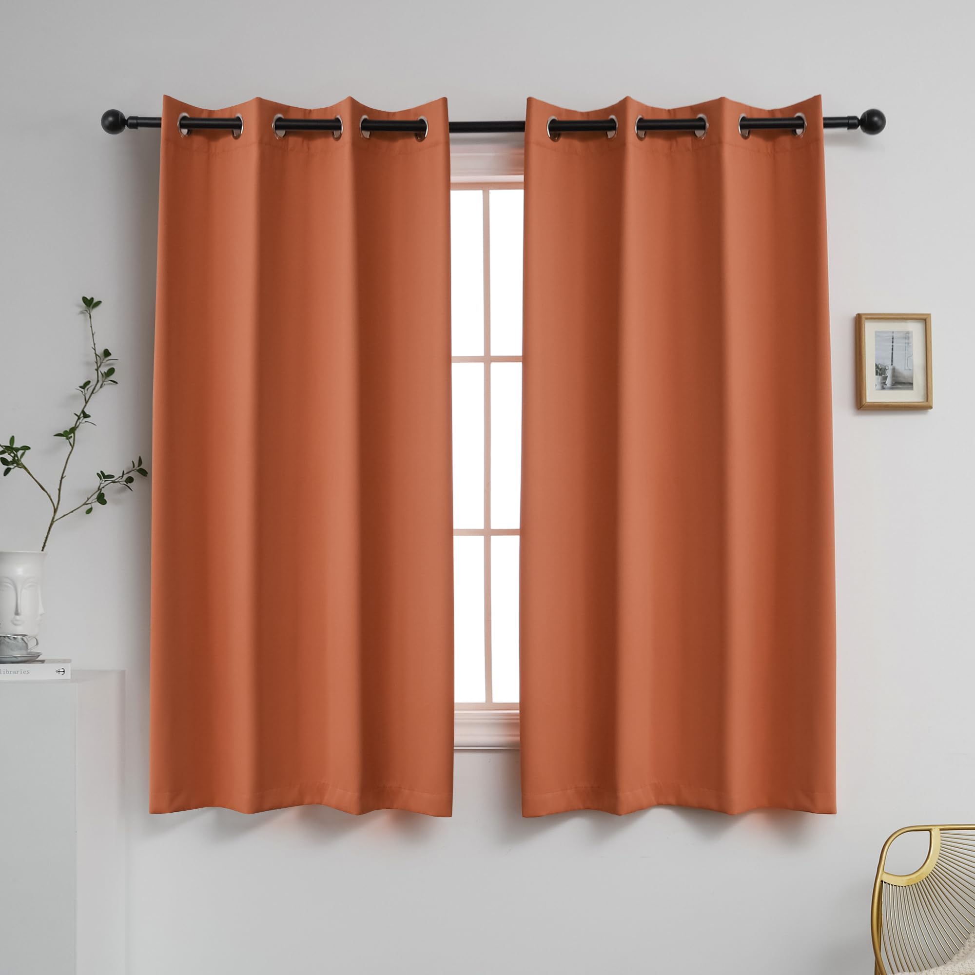 Ygo Blackout Room Darkening Solid Curtains Grommet Top Thermal Insulated Curtain Panels For Bedroom Living Room 52 Inch W X 45 I