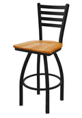 410 Jackie 25 Swivel Counter Stool with Black Wrinkle Finish and Medium Oak Seat