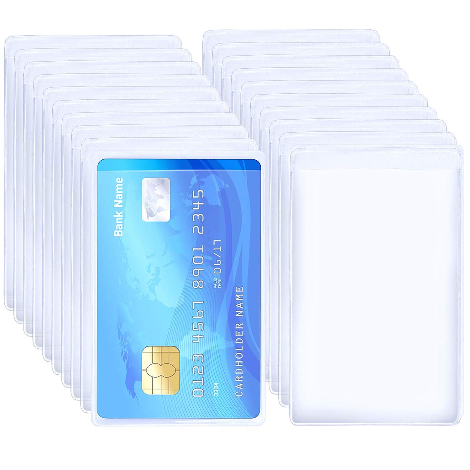 Bronagrand 20Pcs Transparent Vertical Id Credit Card Holder Business Card Protector Sleeves