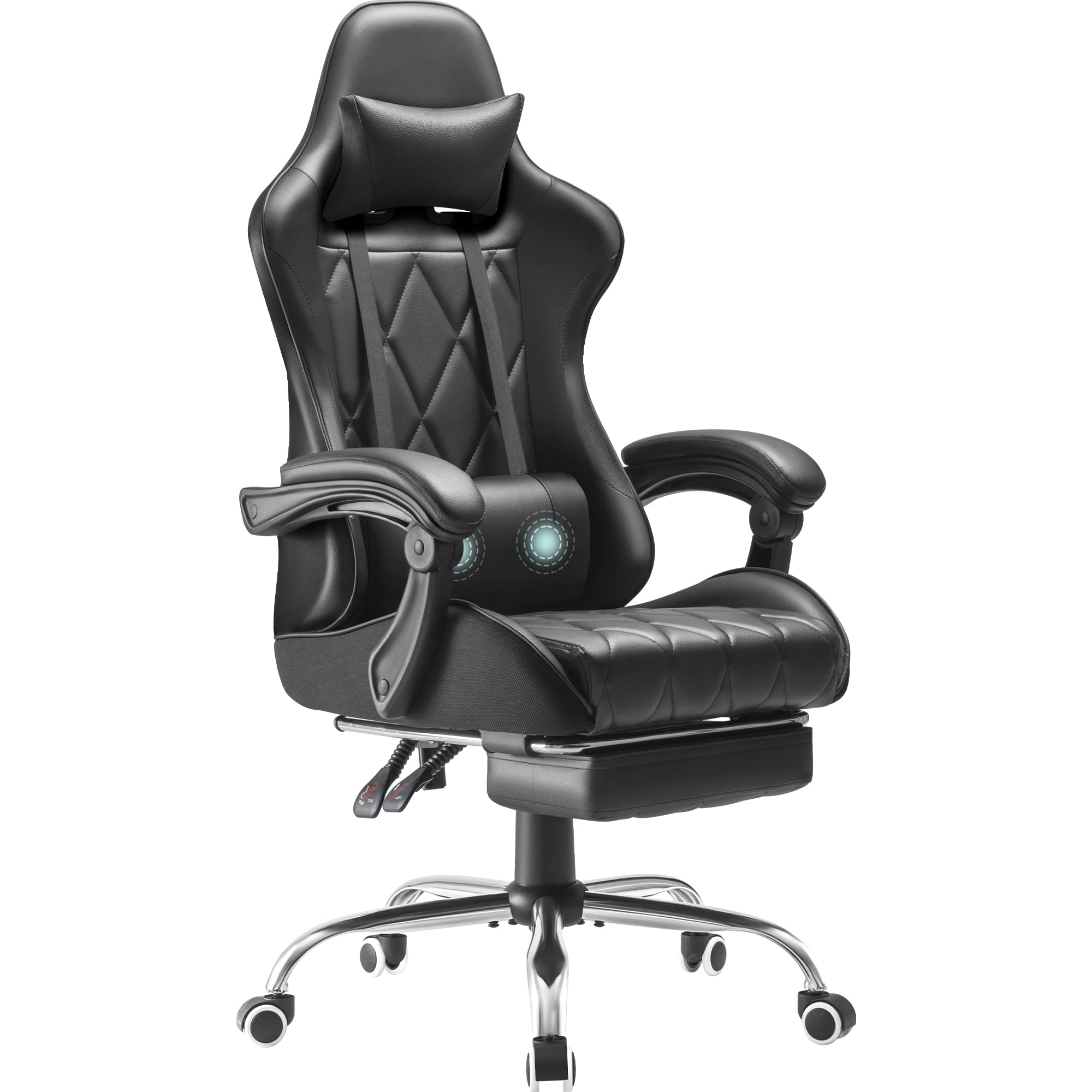 Homall Gaming Chair, Computer Chair With Footrest And Massage Lumbar Support, Ergonomic High Back Video Game Chair With Swivel Seat And Headrest (Purple)
