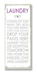 Stupell Home D  cor Laundry Loads Of Fun Typography Bathroom Wall Plaque, 7 x 0.5 x 17, Proudly Made in USA