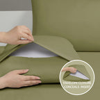 Cathay Home Essentials Ultra Soft Hypoallergenic Wrinkle Resistant Double Brushed Microfiber Bedding Sheet Set, Sage, Queen