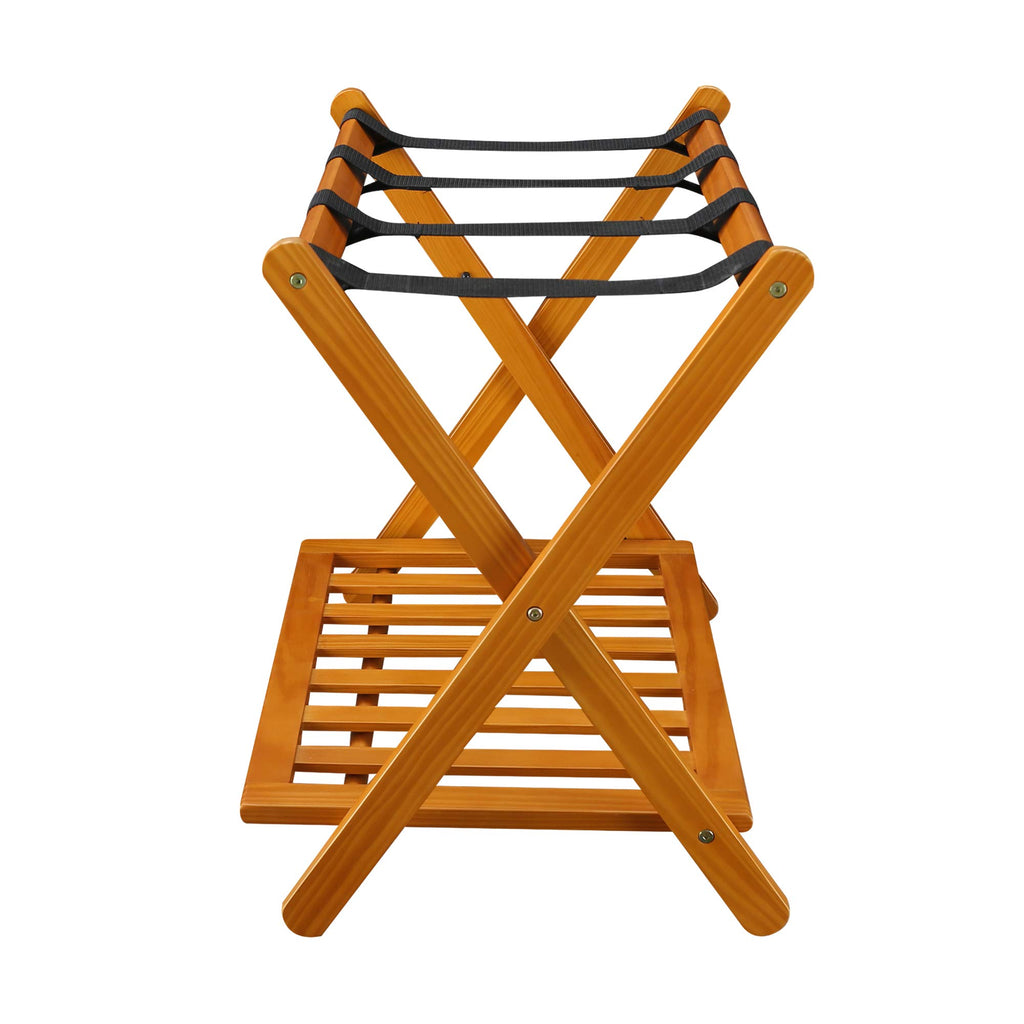 Casual Home 102-26.75,Luggage Rack, 26.75" Wide with Shelf, Honey Oak