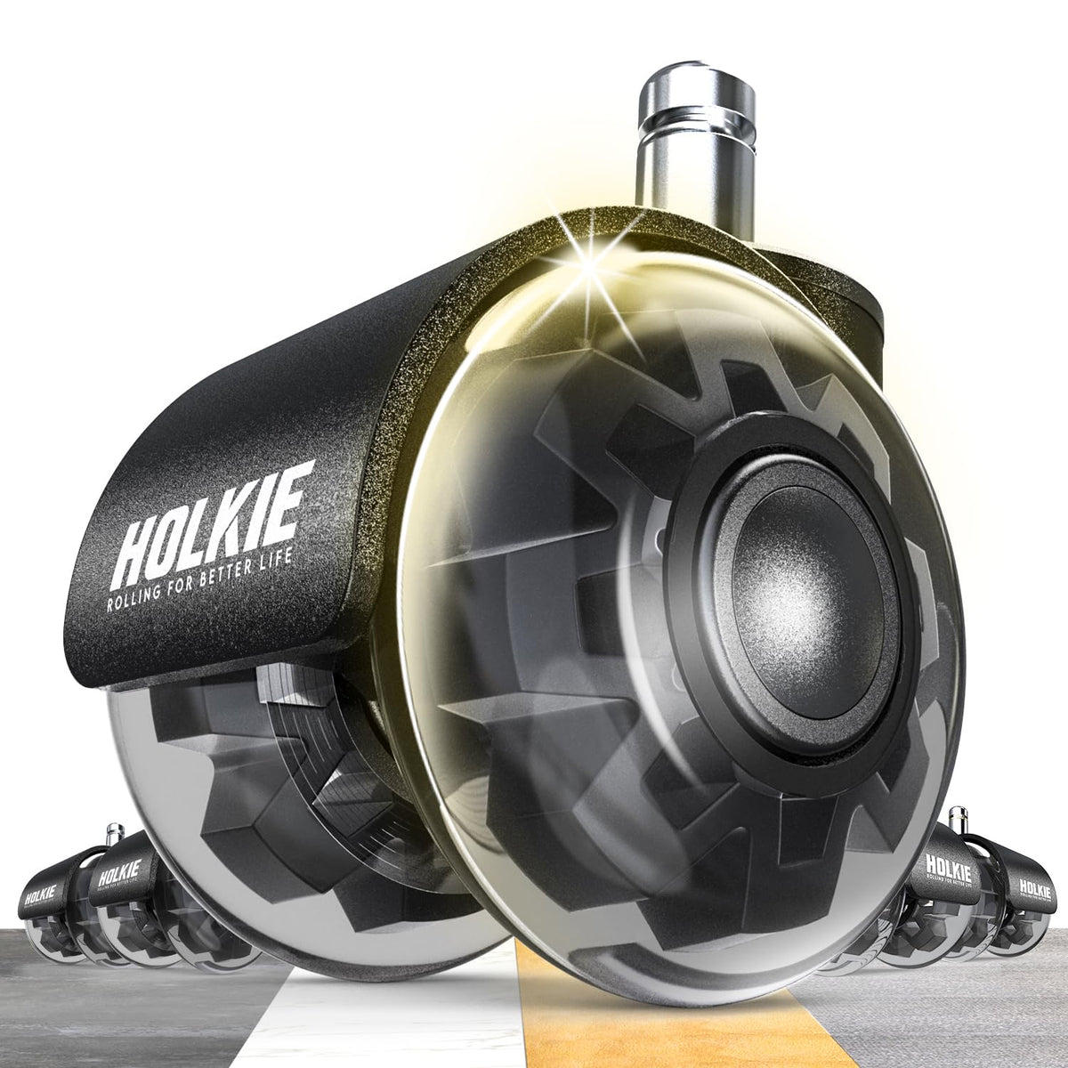 Holkie Office Chair Wheels 11X22Mm Universal Fit Casters 2 Inch Replacement, Black Dual Rubber Smooth Quiet Rolling Casters For