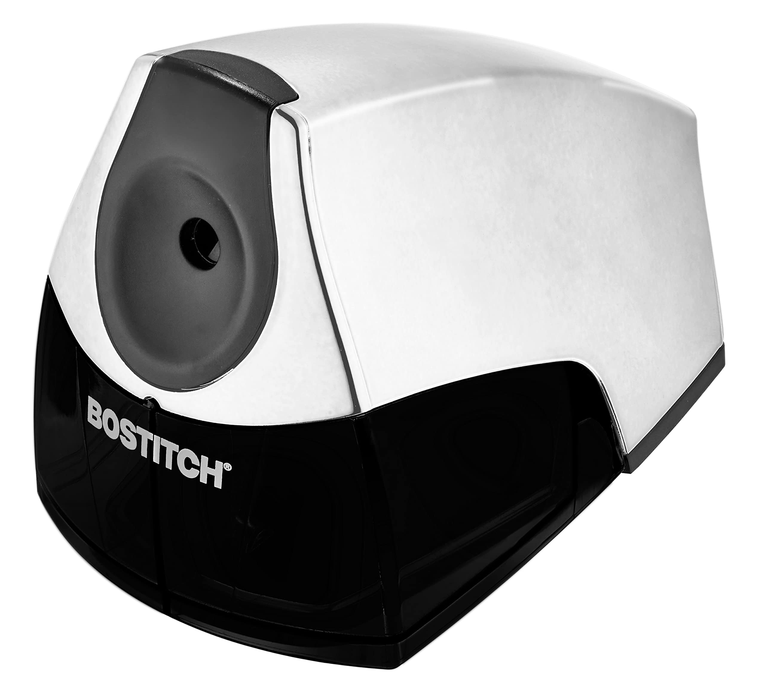 Bostitch Personal Electric Pencil Sharpener, Powerful Stall-Free Motor, High Capacity Shavings Tray, Chrome Metallic