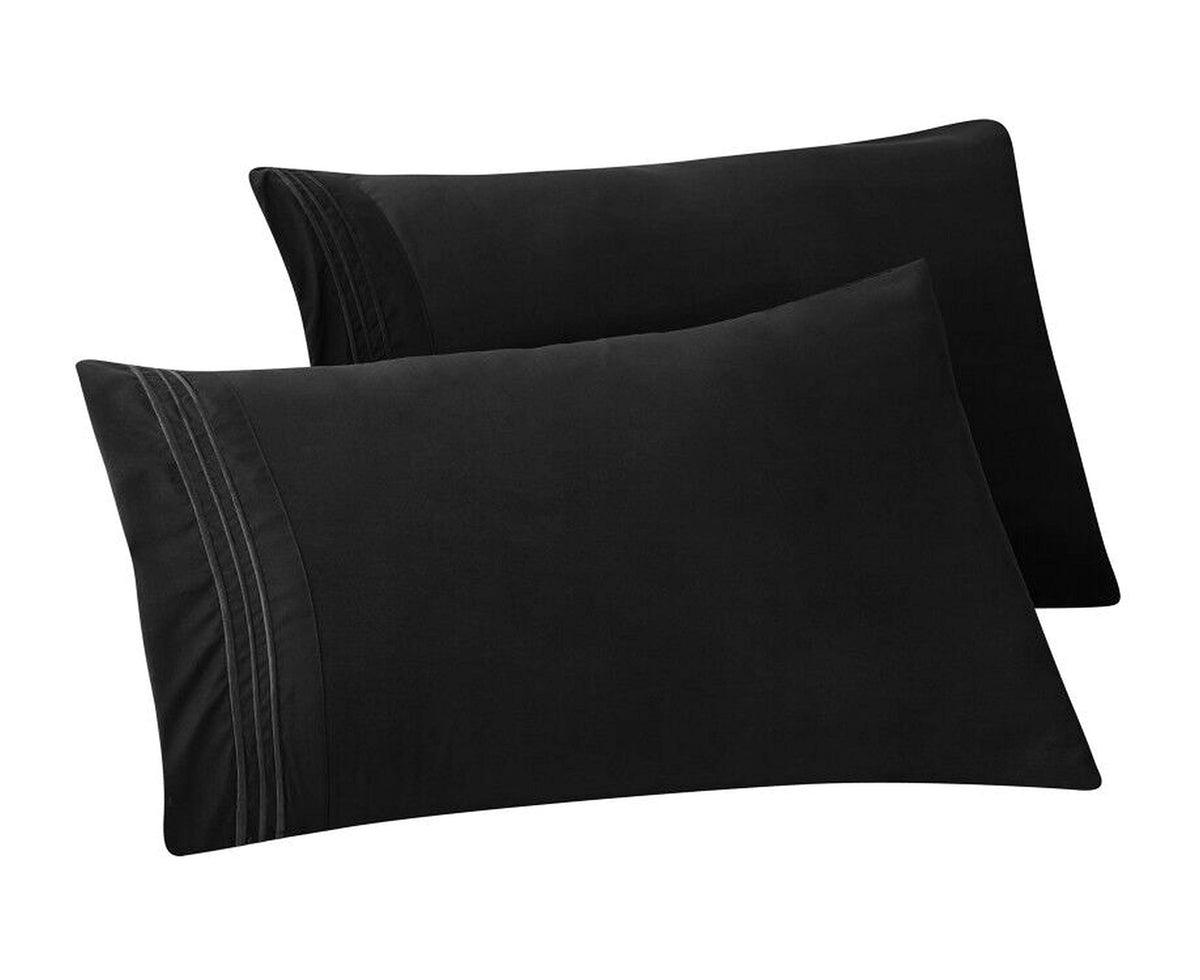 Elegant Comfort Premium Hotel Quality 2-Piece Pillowcase Set, Luxury & Softest 1500 Thread Count Egyptian Quality Bedding Pillowcases, Wrinkle And Fade Resistant,Black