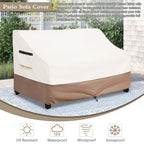 Solotoo Patio Furniture Covers Waterproof 3-Seater Sofa Cover,76 Inshes Outdoor Couch Cover,Patio Loveseat Cover (Beige)