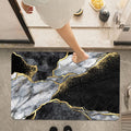 Bath Mat Rug,Black White Gray and Gold Marble NonSlip Super Absorbent Quick Drying Bathroom Floor Mat,Fit Under Door,Easy to Cl
