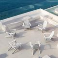 Lue Bona Hdps Adirondack Chairs Set Of 6, Fire Pit Outdoor Chair Weather Resistant With Cup Holder, Modern Plastic Chair Plastic For Patio, Deck, Proch, 350Lbs, White