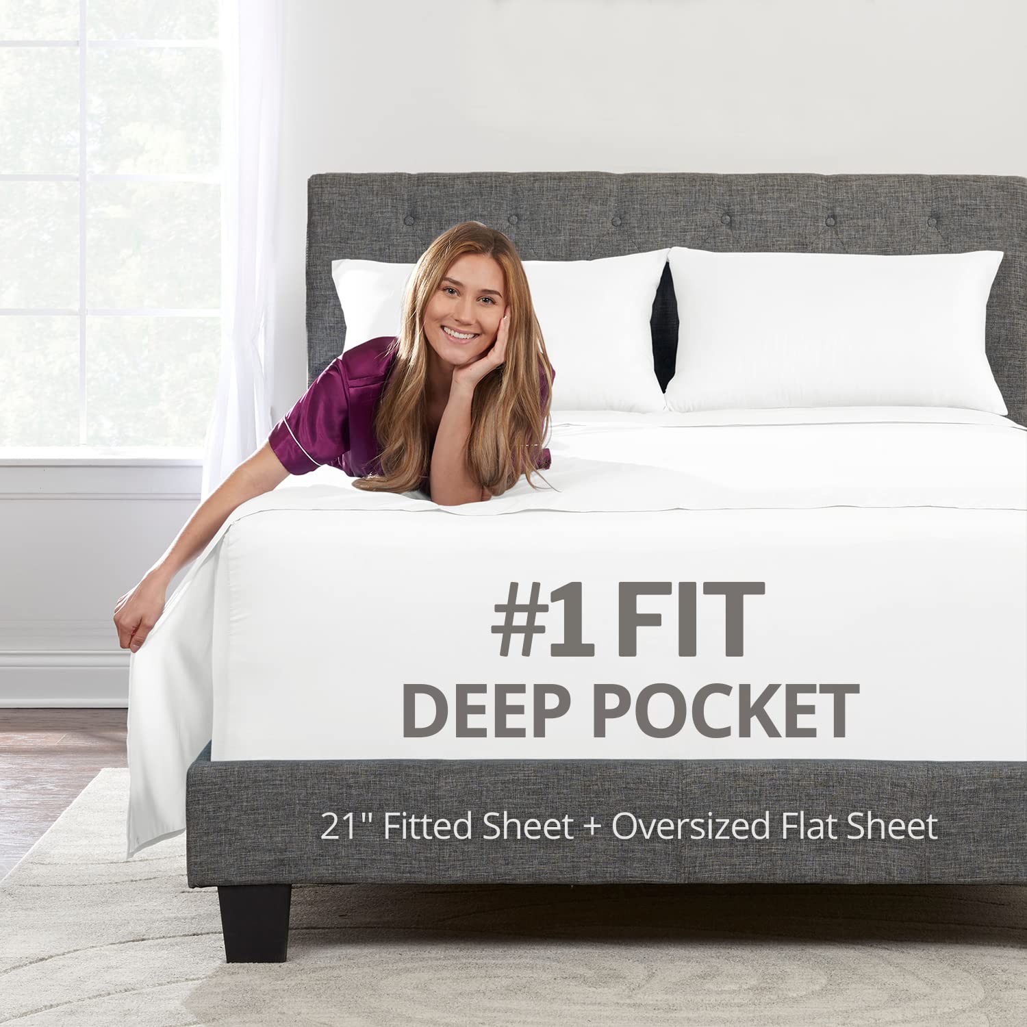 Extra Deep Pocket Full Bed-Sheets - 4-Piece Includes: 18   -21    Inch Super Extra Deep Pocket Fitted Sheet - Oversize Flat Shee