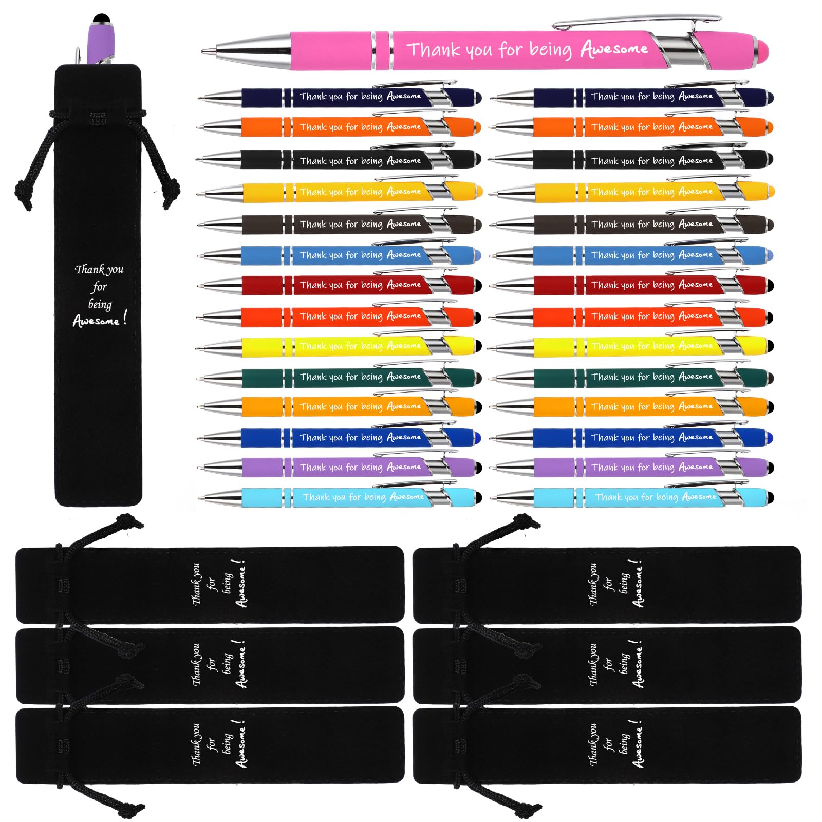 Seajan 30 Sets Inspirational Ballpoint Pens Bulk Motivational Quotes Pens With Black Pencil Bag Employee Appreciation Gift Thank