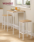Vasagle Bar Table And Chairs Set, Square Bar Table With 2 Bar Stools, Dining Pub Bar Table Set For 2, Space Saving For Kitchen Breakfast, Living Room, Party Room, Golden Oak And Cloud White