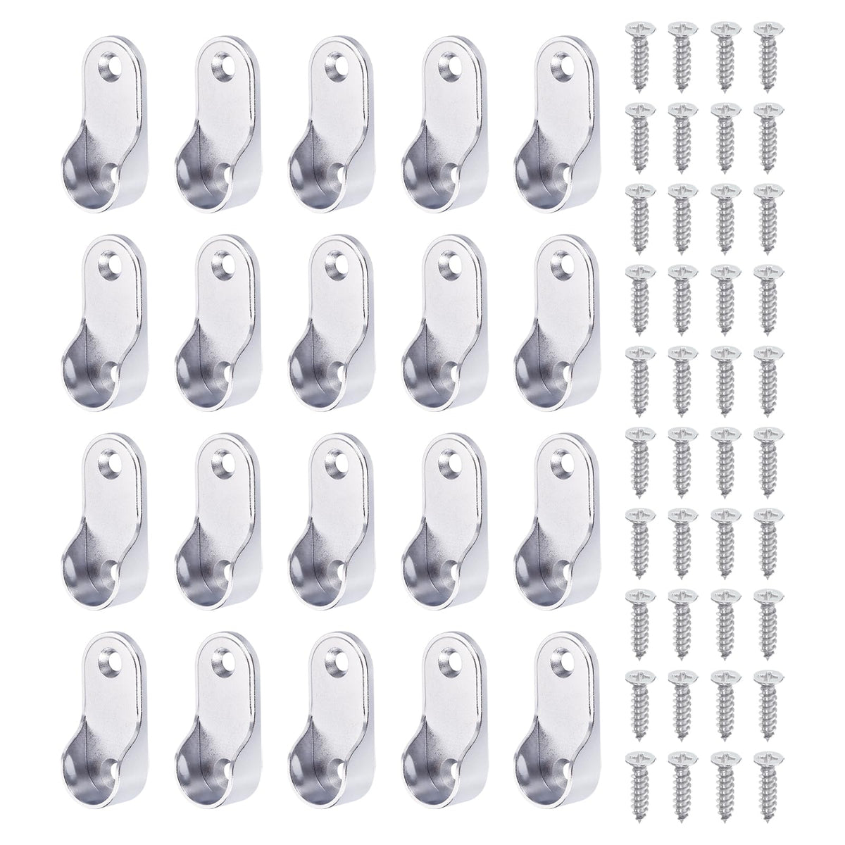 uxcell Zinc Alloy Oval Closet Rod End Supports, 0.75 Dia Wardrobe Rod Flange Bracket Support with Screws for Hanging Clothes, S