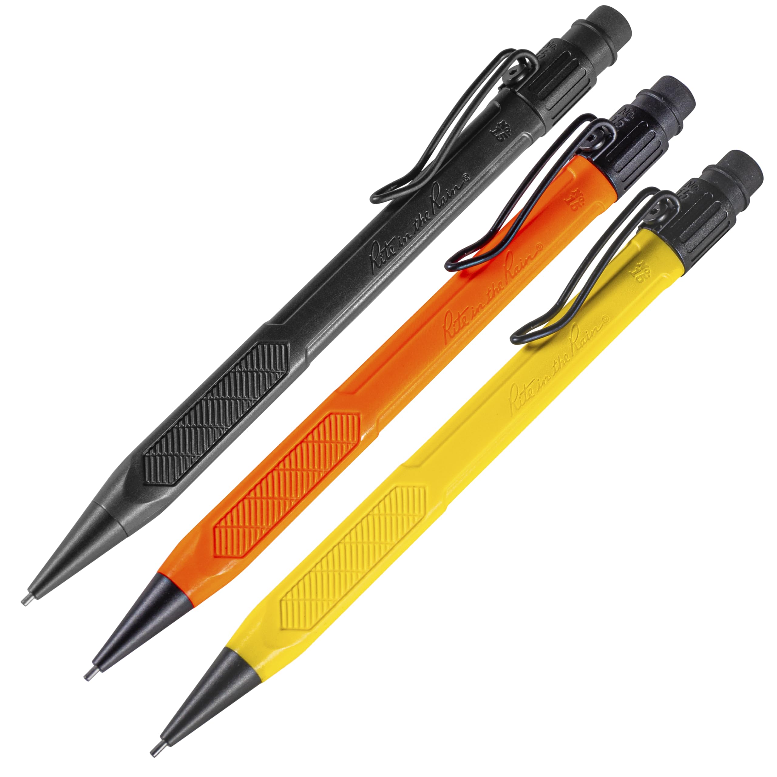 Rite In The Rain Weatherproof Mechanical Pencil, Yellow, Black, Orange Barrel, 1.3Mm Dark Lead (No. Ind15)