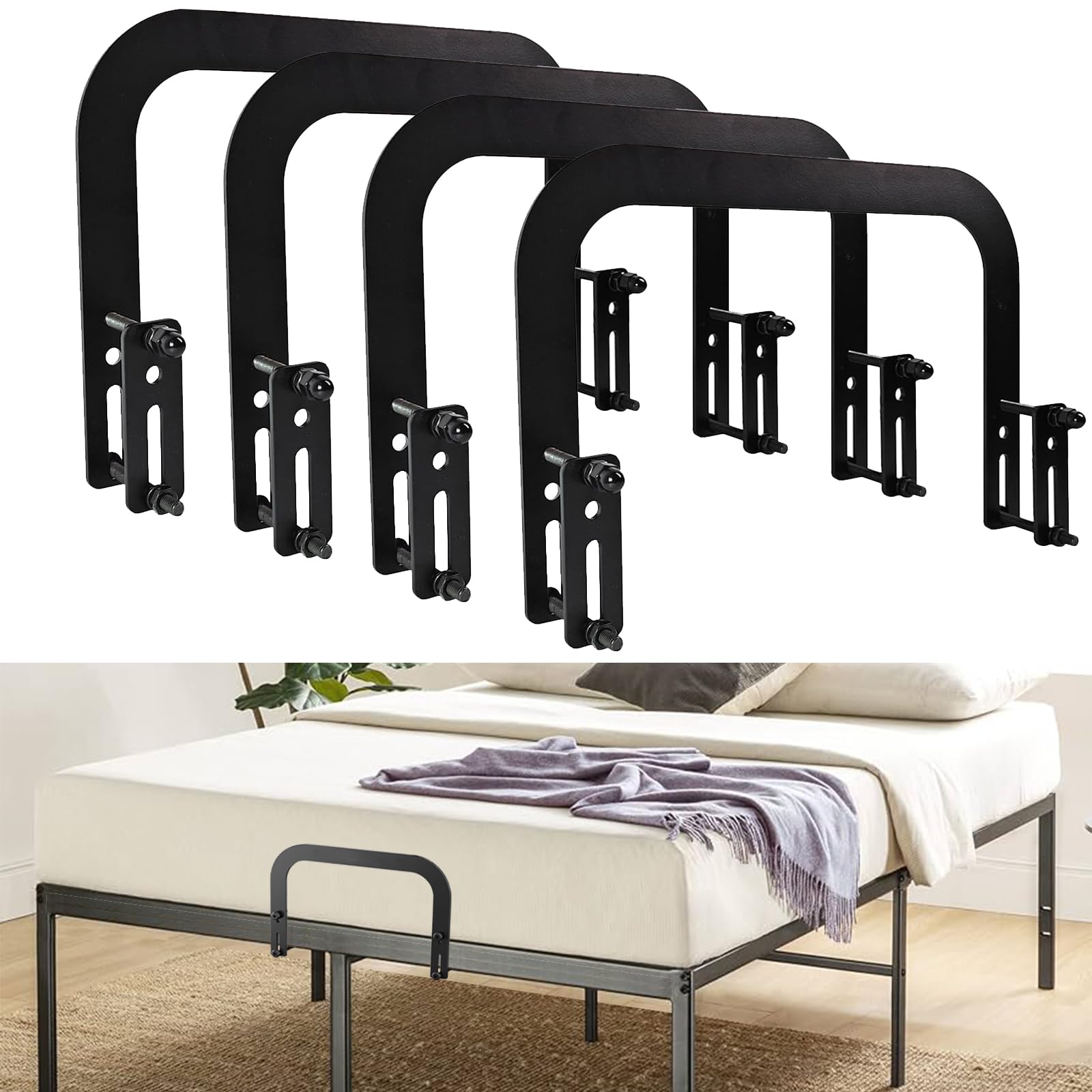 ANTEISI 4 Pcs Mattress Holder for Metal Bed Frame,Mattress Retainer,Non Slip Mattress Gripper,Mattress Slide Stopper for Metal F
