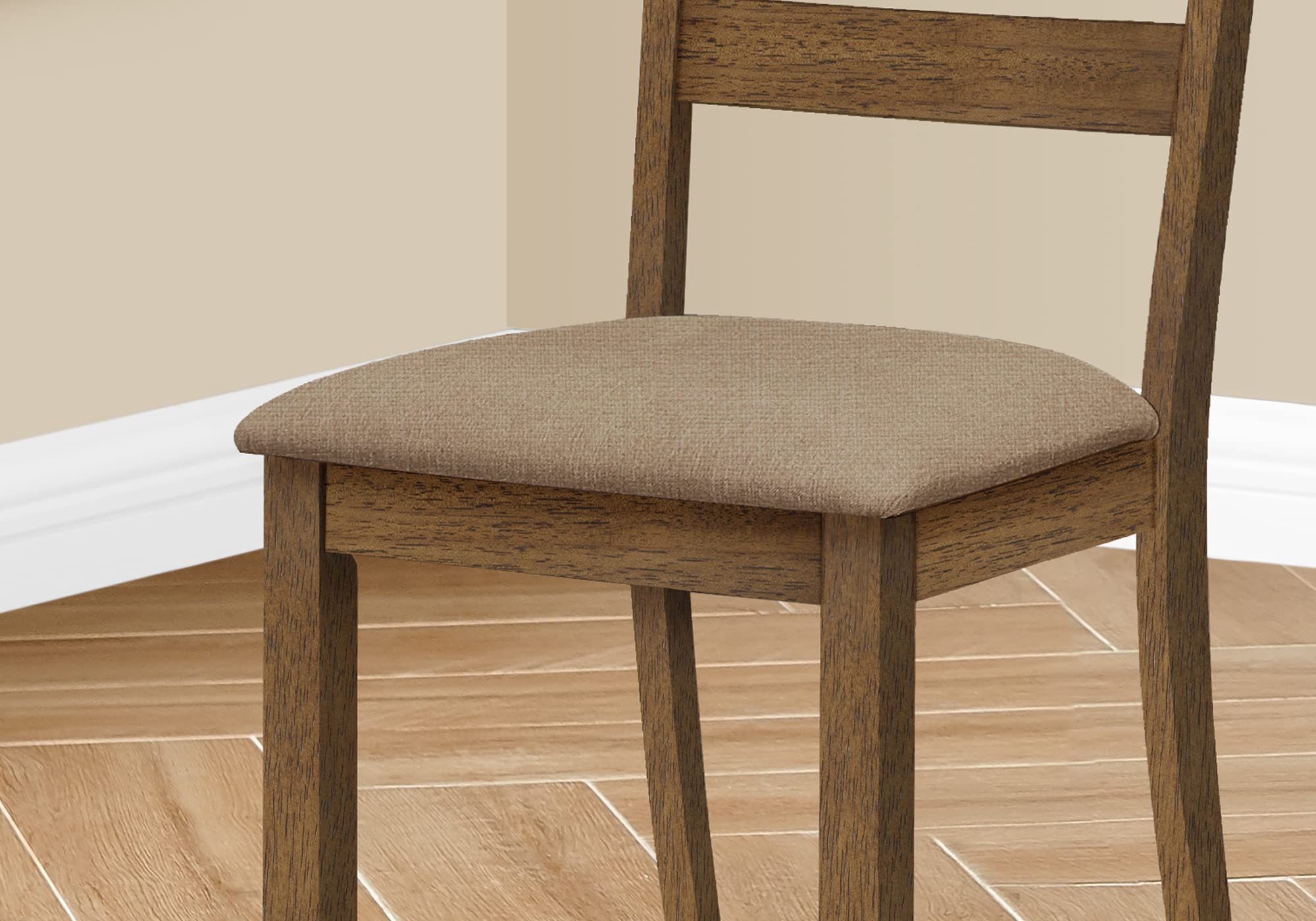 Monarch Specialties 1313 Chair, Set Of 2, Side, Upholstered, Kitchen, Dining Room, Fabric, Wood Legs, Brown, Beige, Transitional Chair-2Pcs Walnut, 18.25&Quot; L X 22.75&Quot; W X 40&Quot; H