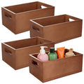 FWEEK Wood Organizer Open Box 4 Packs, 6x 10x 4Wooden Storage Container with Handle for Bathroom and Kitchen