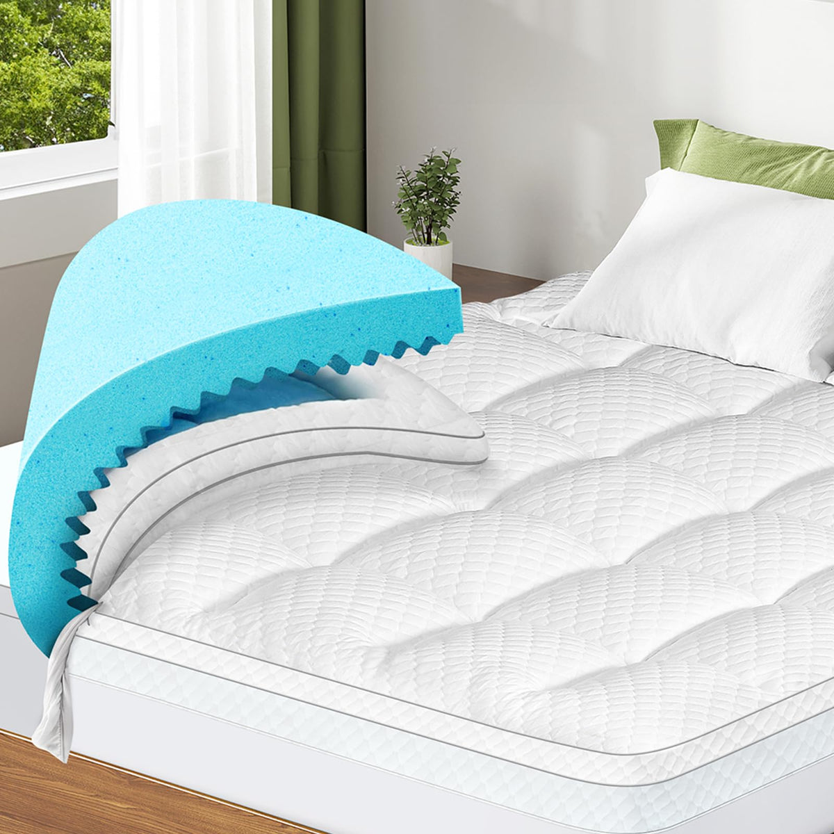 Dual Layer 3 Inch Memory Foam Mattress Topper Twin Xl Size, 2 Inch Cooling Gel Memory Foam Plus 1 Inch Down Alternative Pillowto