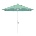 California Umbrella Gscu908170-48020 9' Round Aluminum Market, Crank Lift, Collar Tilt, White Pole, Sunbrella Spectrum Mist Pati