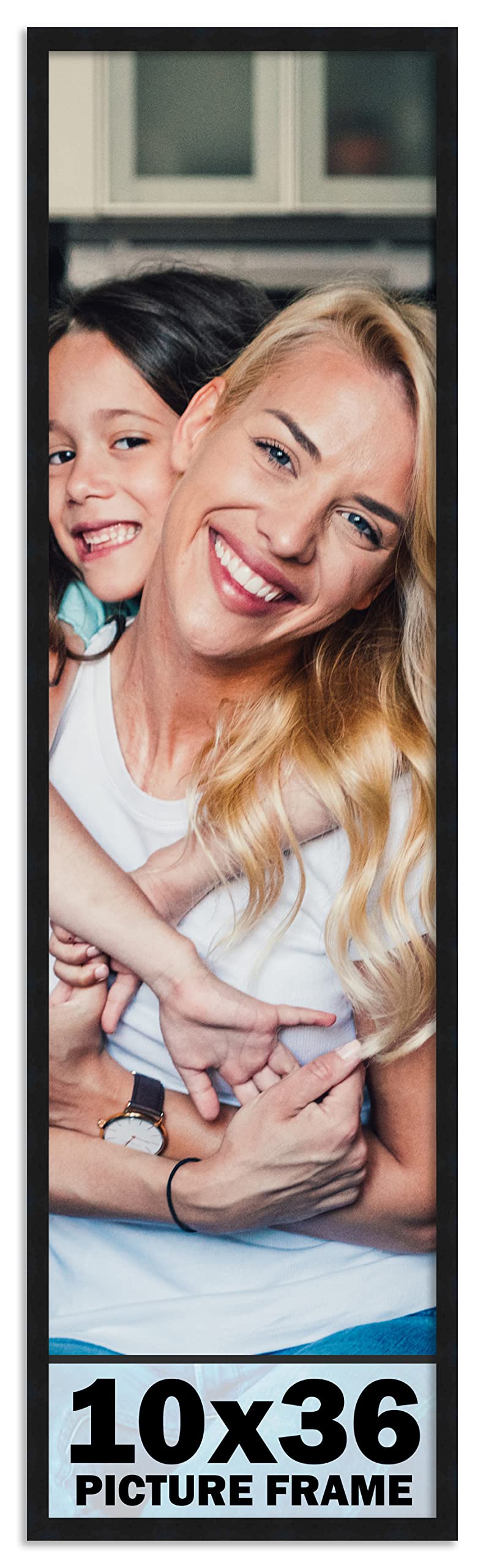 10x36 Frame Black Picture Frame - Complete Modern Photo Frame Includes UV Acrylic Shatter Guard Front, Acid Free Foam Backing Bo