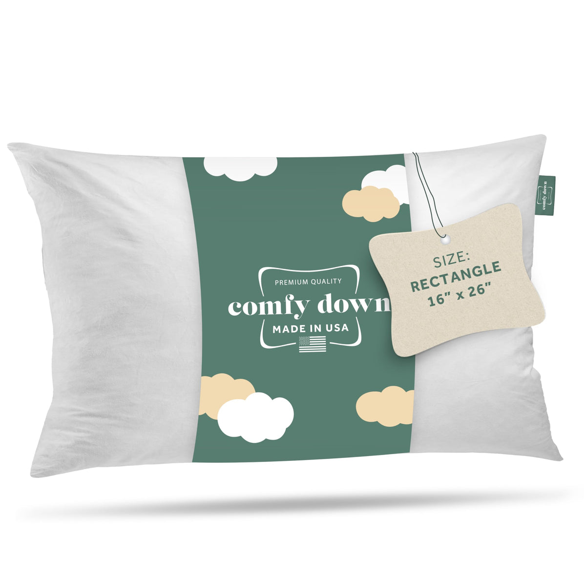 16X26 Decorative Throw Pillow Insert, Down And Feathers Fill, 100% Cotton Cover 233 Thread Count, Rectangle Pillow Insert - Made