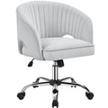 Yaheetech Home Office Chair, Velvet Desk Chair, Upholstered Modern Swivel Chair with Tufted Barrel Back, Rolling Wheels for Offi