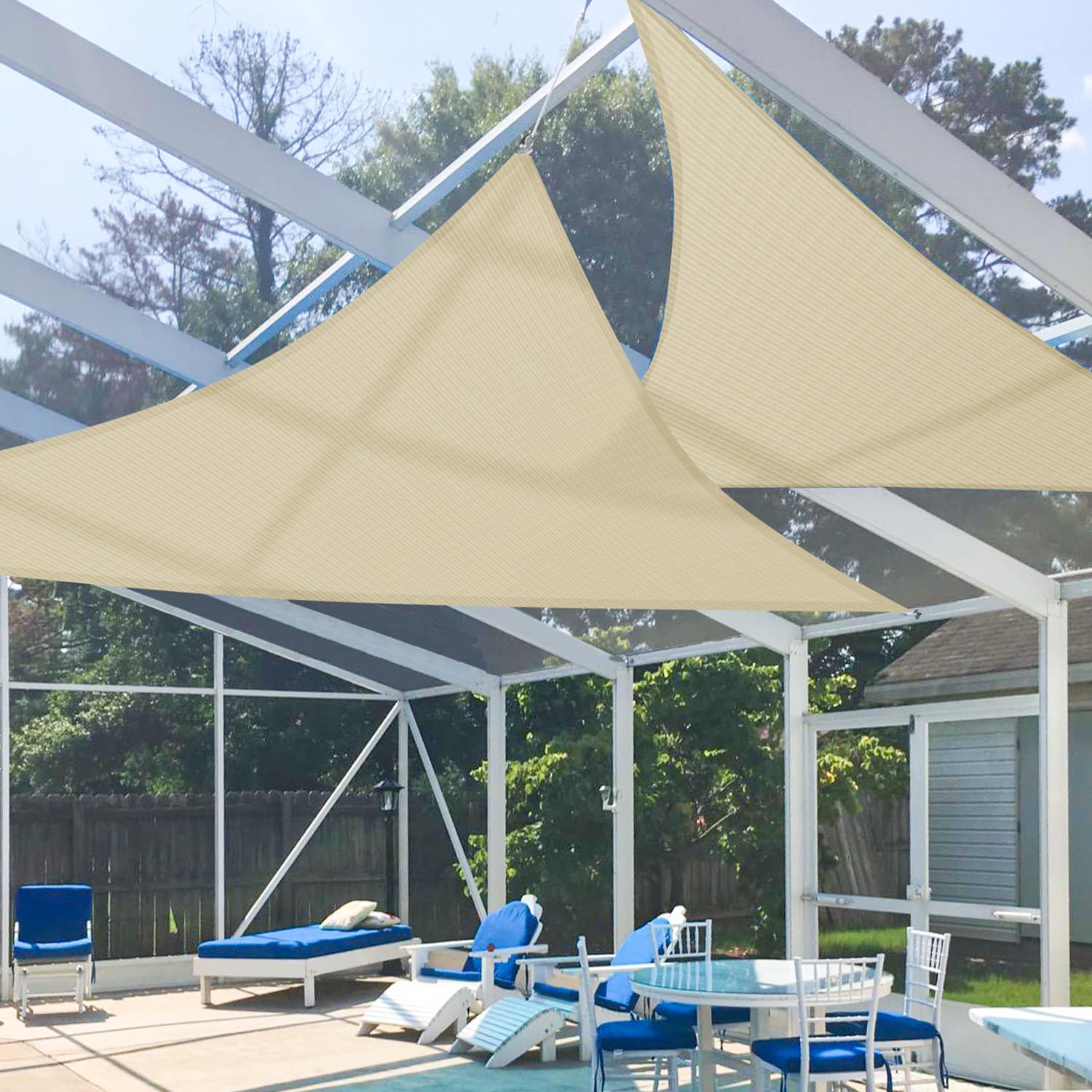E&K Sunrise 18' X 23' X 29.2' Sun Shade Sail Right Triangle Canopy Shade Cover Uv Block For Patio Backyard Garden Outdoor (Beige