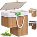 Livole Handwoven Bamboo Stair Basket with Lid for Carpeted & Wooden Stairs