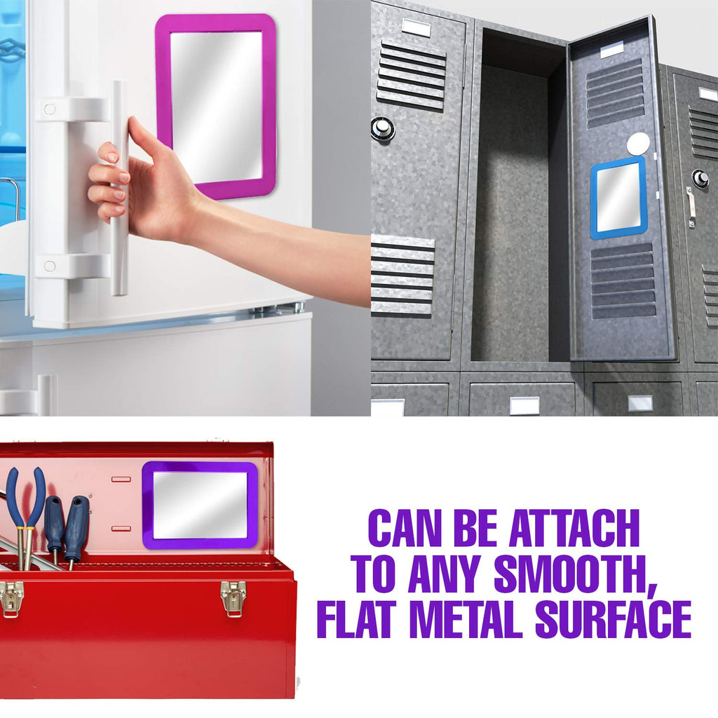 Pty Magnetic Real Glass Mirror For School Or Gym Locker, 5' X 7' Gray Framed - Locker Accessory - Small Makeup Mirror For Frid