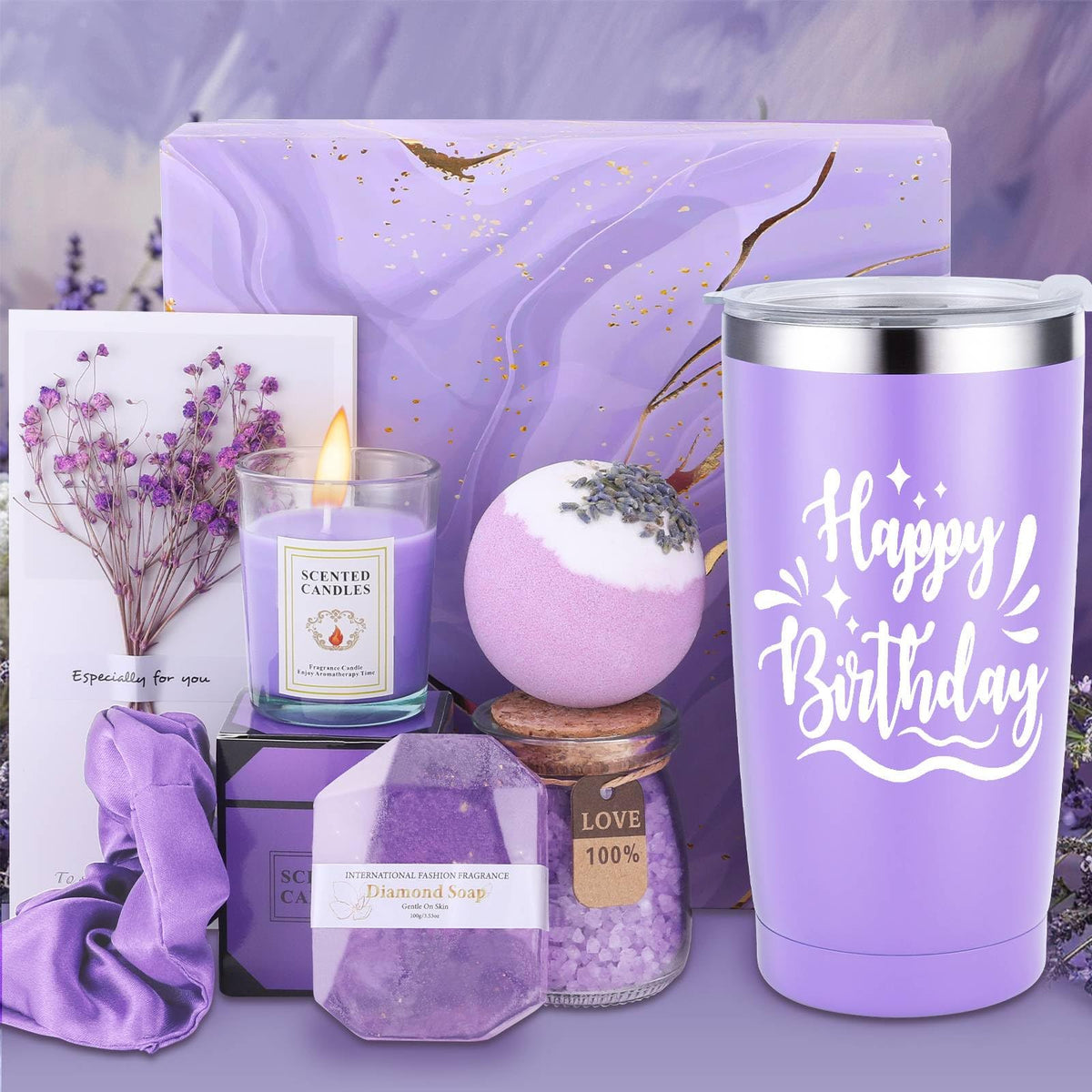 Women Spa Gift Basket Her Birthday Box Mom Coworker Work Bestie Wife Aunt Friend Happy Birthday Gifts 30th 35th 40th 25 50 60 Ye