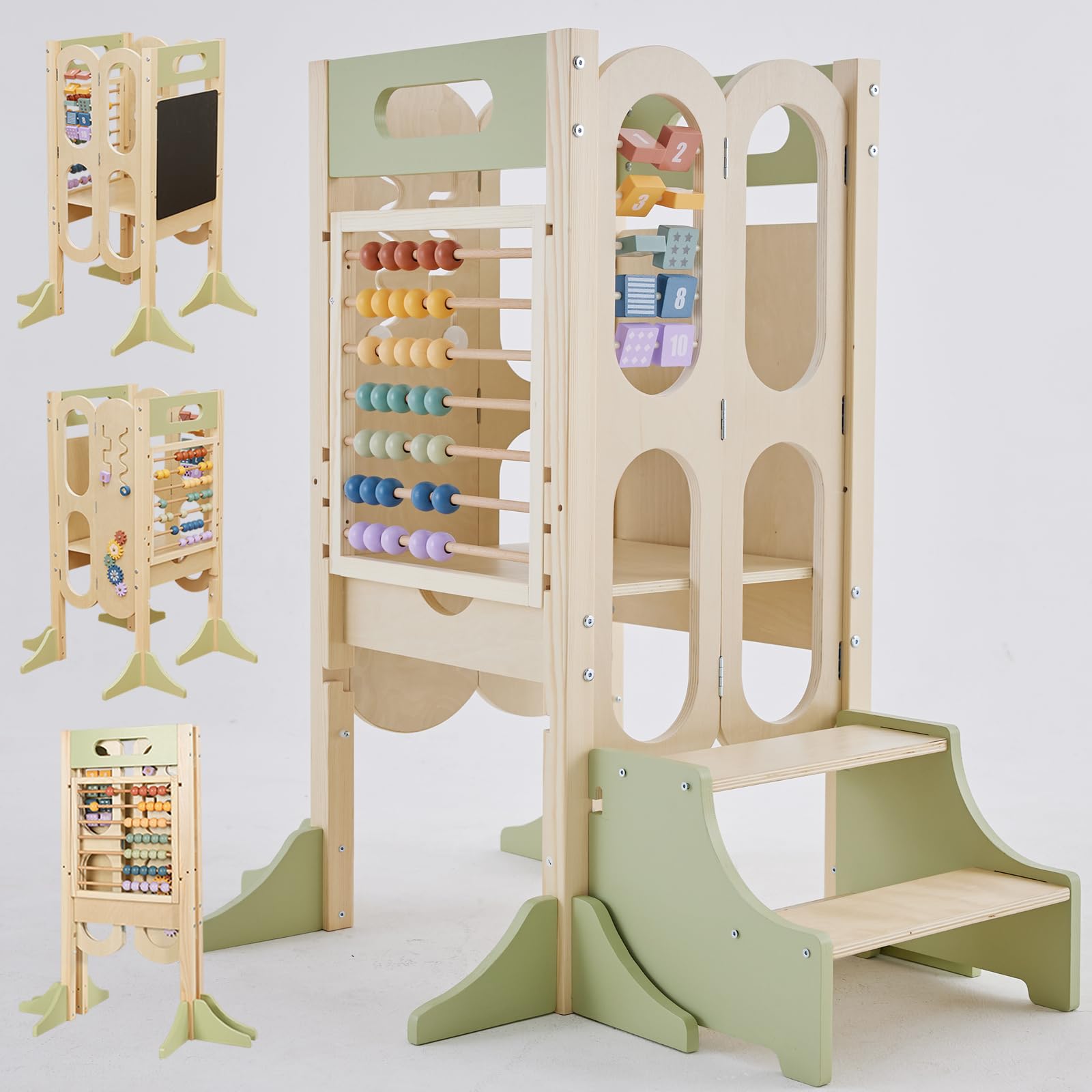 Paisure Paisure Foldable Toddler Tower, Adjustable Height Kitchen Stool Helper, Learning Standing Tower for Kids, Toddler Step S