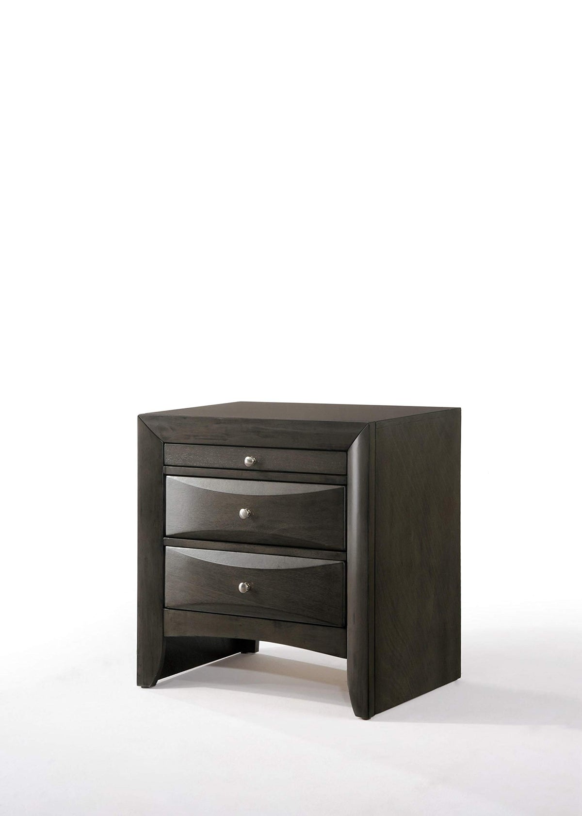 HomeRoots Rubber Wood, Okume Veneer 26&quot; X 17&quot; X 25&quot; Gray Oak Rubber Wood Nightstand