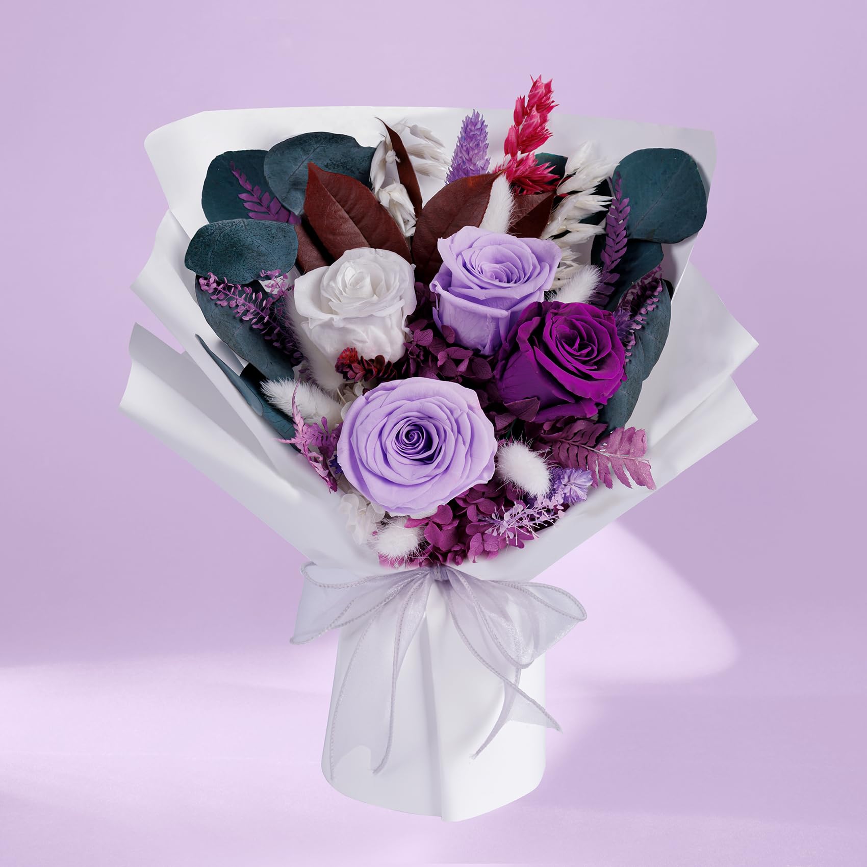 Preserved Flowers Bouquets, Purple Flowers, Flowers For Delivery Prime, Natural Real Long Lasting Roses And Flowers, Rose Bouque