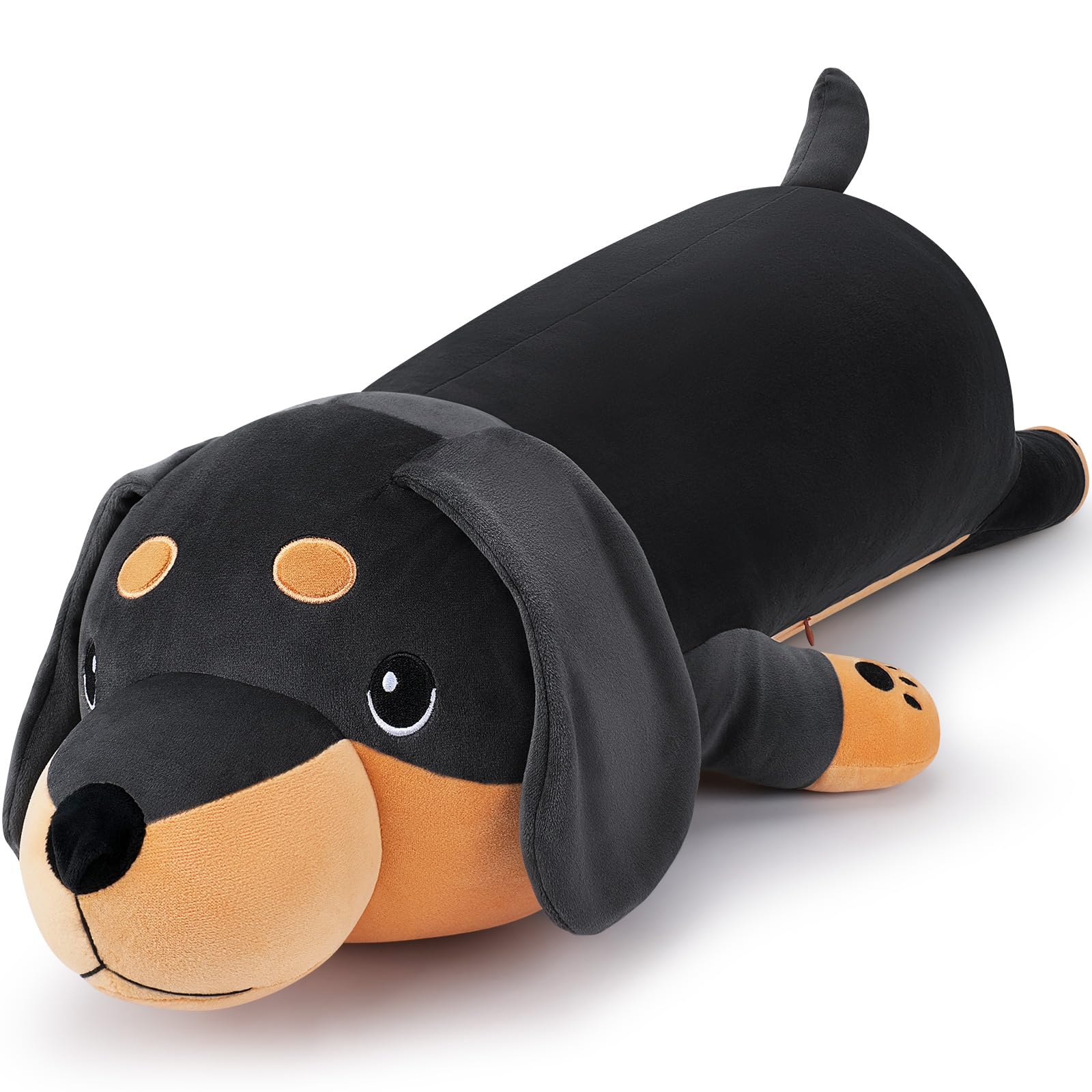 30' Giant Black Dachshund Dog Plush Stuffed Animal- Black Weiner Dog Plush Pillow Plushies, Large Dachshund Plush Toy, Cute Hug