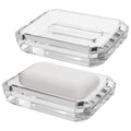 Linkidea 2 Pack Rectangle Glass Soap Dish, Bar Soap Sponge Holder for Bathroom Shower Countertop, Soap Saver Tray Plate (Clear)