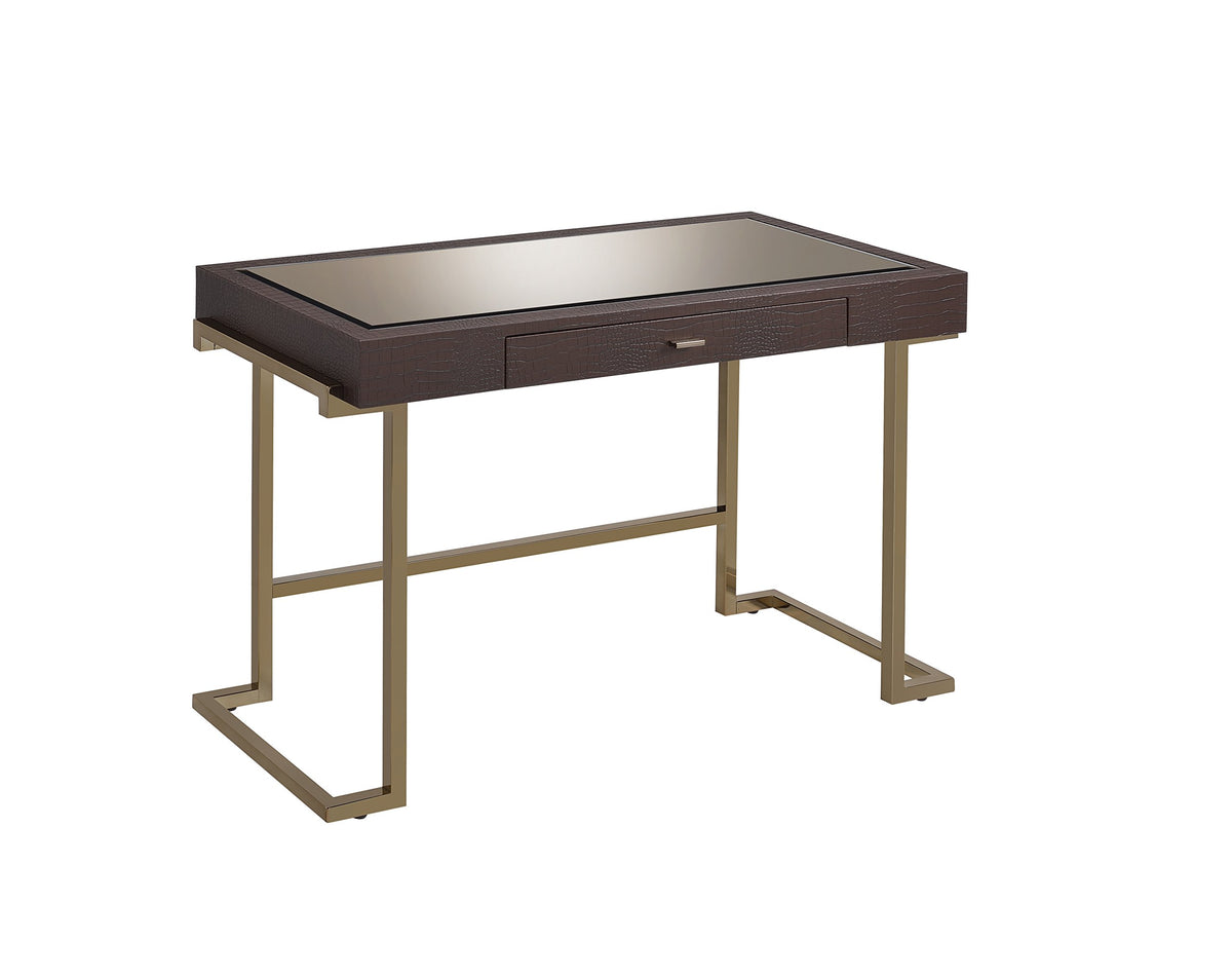 Acme Boice 1-Drawer Wooden Top Home Office Desk In Espresso And Champagne