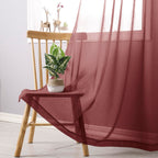Dwcn Faux Linen Ombre Sheer Curtains - Gradient Semi Voile Grommet Top Window Curtains For Bedroom And Living Room, Set Of 2 Pan